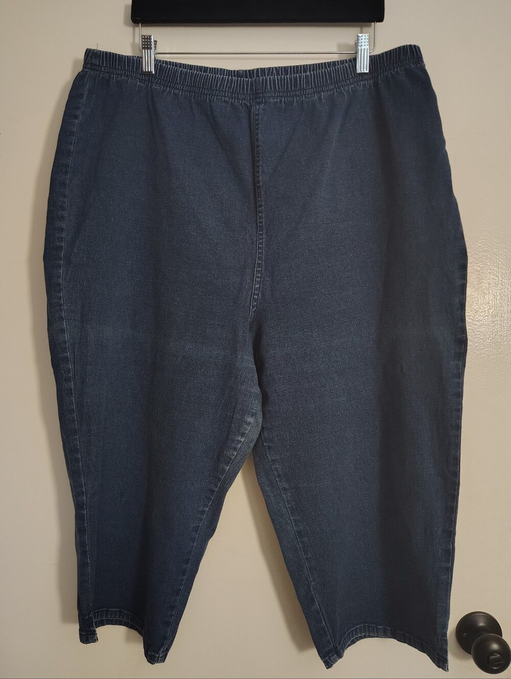 Avenue Denim Dark Blue Cropped Elastic-Waist Jeans | 22/24
